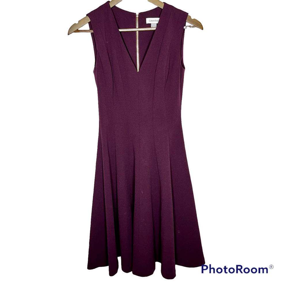 Calvin Klein Womens Purple Midi Dress Size 2